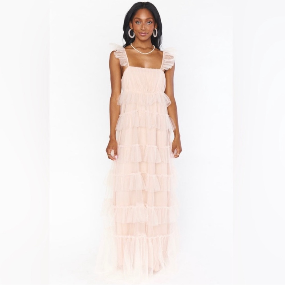 Show Me Your Mumu Fairytale Maxi Dress in Dusty Blush Tulle Size S
